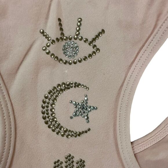 Lily Lotus ~ Peach Tank ~ metal beading detail ~ Racerback ~ size Large ~organic - Picture 5 of 11